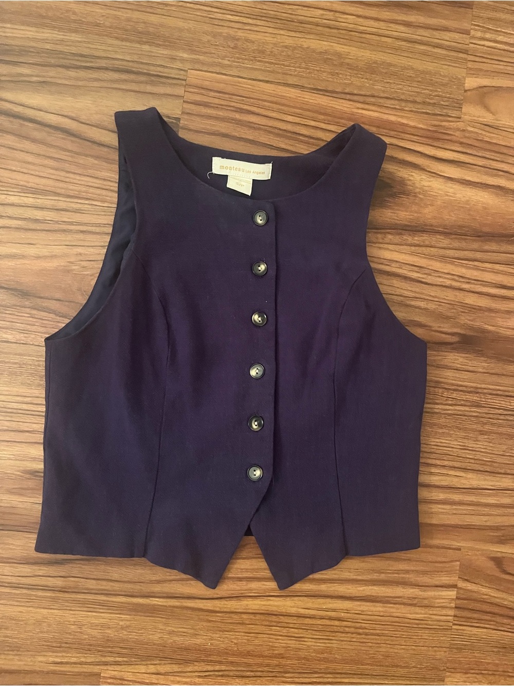 Navy Button Front Women's Vest Top